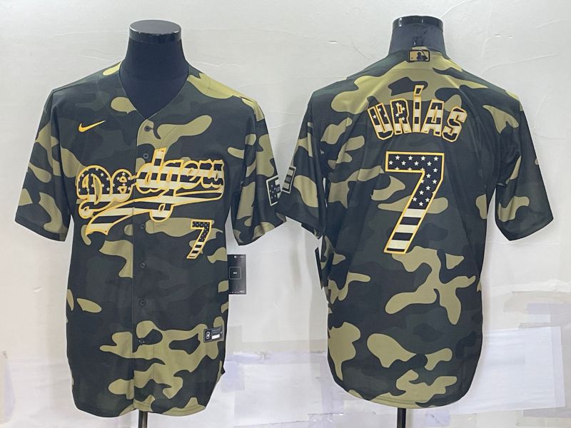 Men Los Angeles Dodgers #7 Urias National flag Camo Nike 2022 MLB Jersey